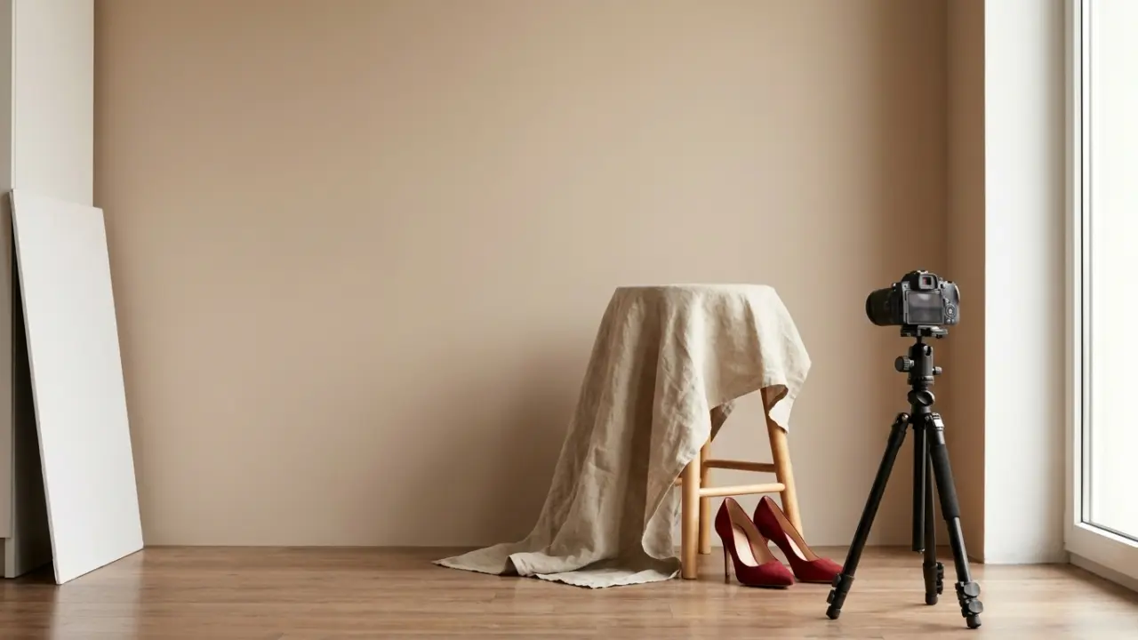 Camera, kruk en schoenen als inspiratie voor een fotosessie
